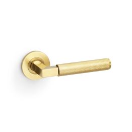 Alexander & Wilks - Hurricane Knurled Lever on Round Rose - Satin Brass PVD