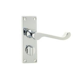 Victorian Scroll Door Handle on Privacy Plate Polished Chrome - By Frelan Hardware - JV11PRPC