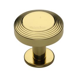 Heritage Brass Cabinet Knob Ridge Design with Rose 38mm Polished Brass finishUK Registered Design Number 6194410