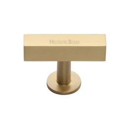 Heritage Brass Cabinet Knob Symmetrical Square Design 44mm Satin Brass finish
