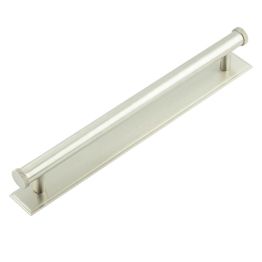 Hoxton Wenlock Cabinet Handles Stepped Backplate Satin Nickel - By Frelan Hardware - HOX-160SN-6060SN