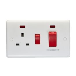 Eurolite Enhance White Plastic 45Amp Switch with a Socket and Neon Indicator White