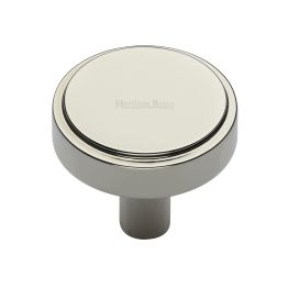 Heritage Brass Cabinet Knob Stepped Disc Design 38mm Polished Nickel finish