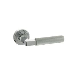 Millhouse Brass Cartwright Knurled Lever Door Handle on Round Rose - Polished Chrome