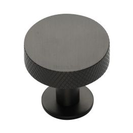 Heritage Brass Cabinet Knob Knurled Disc Design with Rose 38mm Matt Bronze finish
