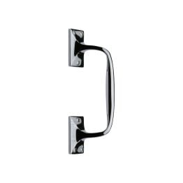 Heritage Brass Door Pull Handle Cranked Design 8" Polished Chrome Finish