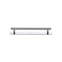 Heritage Brass Cabinet Pull Knurled Design with Plate 96mm CTC Polished Chrome Finish
