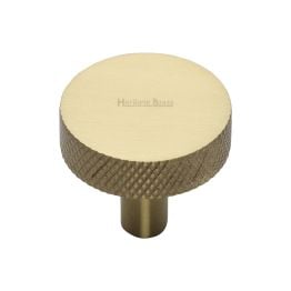 Heritage Brass Cabinet Knob Knurled Disc Design 32mm Satin Brass finish