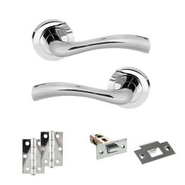 STATUS Texas Door Handle Pack (Latch Set - 2.5" Latch, 3" Hinges x2) - Polished Chrome