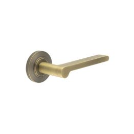 Fitzrovia Door Handles Chamfered Rose Antique Brass - By Frelan Hardware - BUR15KIT2