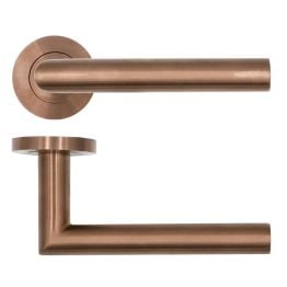 RT010PVDBZ Lugano Lever On Round Rose - PVD Satin Bronze