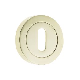 Jedo Designer Standard Keyway Escutcheons on 50mm Round Rose Polished Brass - By Frelan Hardware - JV503PVD