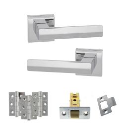 Senza Pari Davoli Door Handle Pack (Latch Set - 2.5" CE Latch, 3" Fire Rated Hinges x3) - Polished Chrome