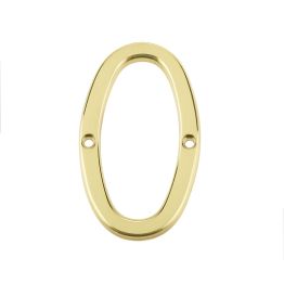 Jedo 75mm Screw Fix Numerals Polished Brass No. 0 - By Frelan Hardware - JN-0