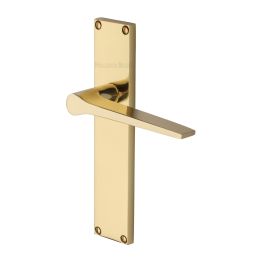Heritage Brass Gio Lever Latch Door Handle on 200mm Plate Polished Brass finish
