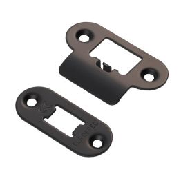 Forend Strike & Fixing Pack To Suit Heavy Duty Tubular Latch Radius - Matt Black