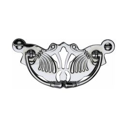 Heritage Brass Cabinet Pull Ornate Plate Design Polished Chrome Finish