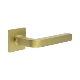 CR-104 Satin Brass Sprung Square Rose Door Handle - By Frelan Hardware - CR-104B1SB
