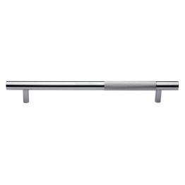 Heritage Brass Door Pull Handle Bar Knurled Design 457mm Polished Chrome Finish