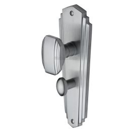 Heritage Brass Mortice Knob on Bathroom Plate Charlston Design Satin Chrome finish