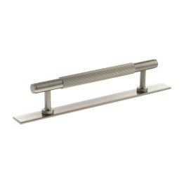 Millhouse Brass Battersea Linear T-Bar Cabinet Pull Handle on Backplate 128mm - Satin Nickel