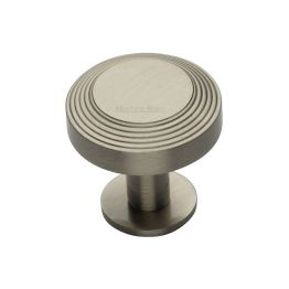 Heritage Brass Cabinet Knob Ridge Design with Rose 32mm Satin Nickel finishUK Registered Design Number 6194410