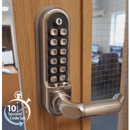 Borg BL5000 SS ECP - Easicode Pro, Round Bar Lever Handle Keypad & Inside Handle (No Device/With Optional Free Passage), Stainless Steel (SS) Finish