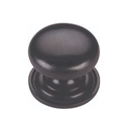 Heritage Brass Cabinet Knob Victorian Round Design with base 38mm Matt Black finish