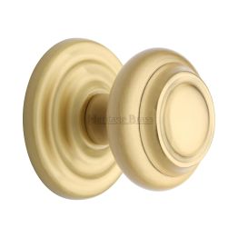 Heritage Brass Centre Door Knob Round Design 3 1/2" Satin Brass Finish