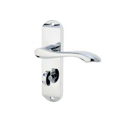 Broadway Suite Door Handle on Bathroom Plate Polished Chrome - By Frelan Hardware - JV922PC