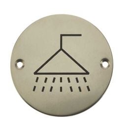 Stainless Steel Shower Symbol 75mm Polished Stainless Steel - By Frelan Hardware - JS106PSS