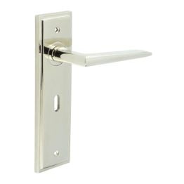 Mayfair Door Handle Lock Backplate Polished Nickel - By Frelan Hardware - BUR10KIT165