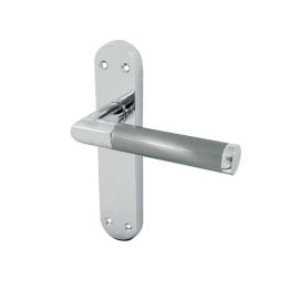 Mitred Suite Door Handle on Latchplate Polished Chrome/Satin Chrome - By Frelan Hardware - JV437PCSC