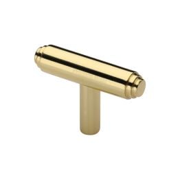 Heritage Brass Cabinet Knob Stepped T-Bar Design 45mm Polished Brass finish