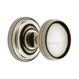 Heritage Brass Mortice Knob on Rose Whitehall Design Polished Nickel Finish