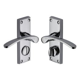 Heritage Brass Door Handle for Privacy Set Sophia Short Design Polished Chrome finish