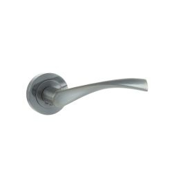 Eco Aqua Aluminium Lever Door Handle on Round Rose - Satin Chrome