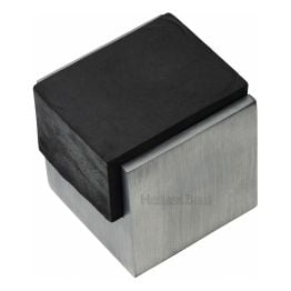 Heritage Brass Door Stop Square Floor Mounted Design Satin Chrome Finish