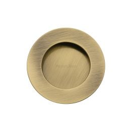 Round Flush Pull Antique Brass finish
