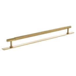 Millhouse Brass Eiffel Knurled T-Bar Cabinet Pull Handle on Backplate 320mm - Satin Brass