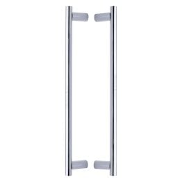 Heritage Brass Back to Back Door Pull Handle Round Bar Design 489mm Polished Chrome Finish