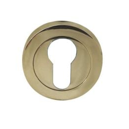 Jedo Designer Euro Profile Escutcheons on 50mm Round Rose Brass Finish - By Frelan Hardware - JV503EPVD