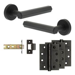 Complete Hex Door Handle Pack - Internal Doors - Black - By Frelan Hardware - JE-C4A-MB