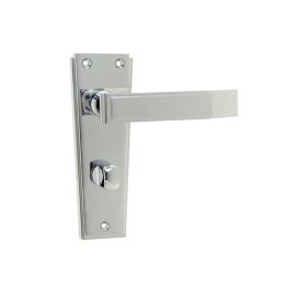 Deco Door Handle on Bathroom Plate Polished Chrome - By Frelan Hardware - JV255PC