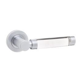 Milo Door Handle on Rose Plain Glass/Satin Chrome - By Frelan Hardware - JH5314SC