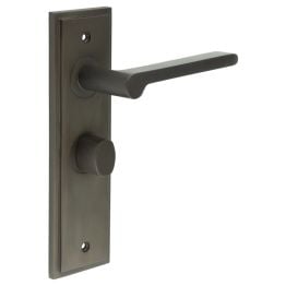 Fitzrovia Door Handle Bathroom Backplate Dark Bronze & Turn & Release - By Frelan Hardware - BUR-15DB-453DB-81DB