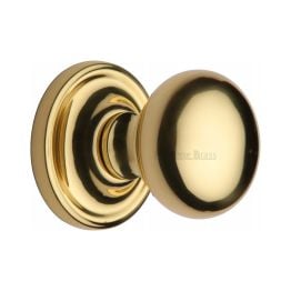 Heritage Brass Mortice Knob on Rose Hampstead Design Polished Brass finish