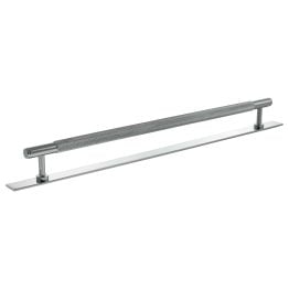 Millhouse Brass Eiffel Knurled T-Bar Cabinet Pull Handle on Backplate 320mm - Polished Chrome