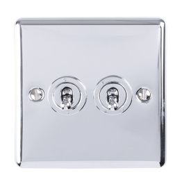 Eurolite Enhance Decorative 2 Gang Toggle Switch Polished Chrome