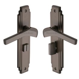 Heritage Brass Door Handle Bathroom Set Tiffany Design Matt Bronze Finish